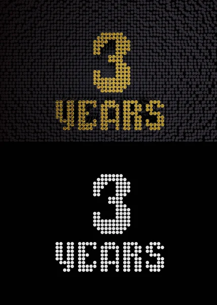 Golden number three years. 3D render — 图库照片