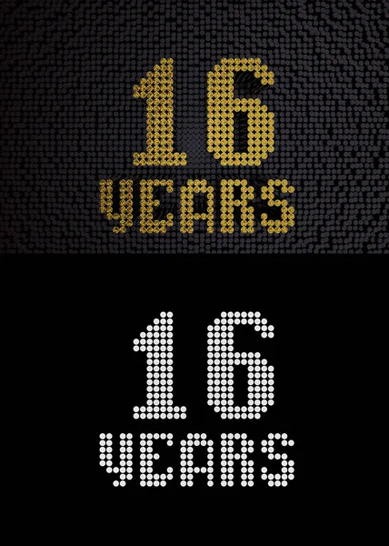 Golden number sixteen years. 3D render — 图库照片