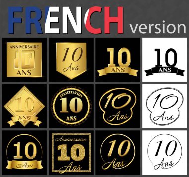 Fransız sayı 10 şablonları kümesi