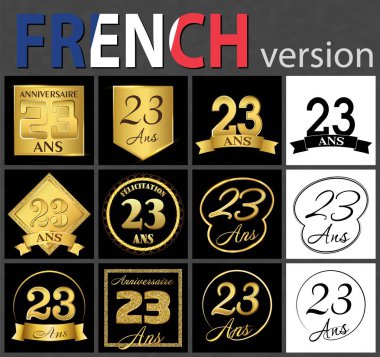 French set of number 23 templates clipart