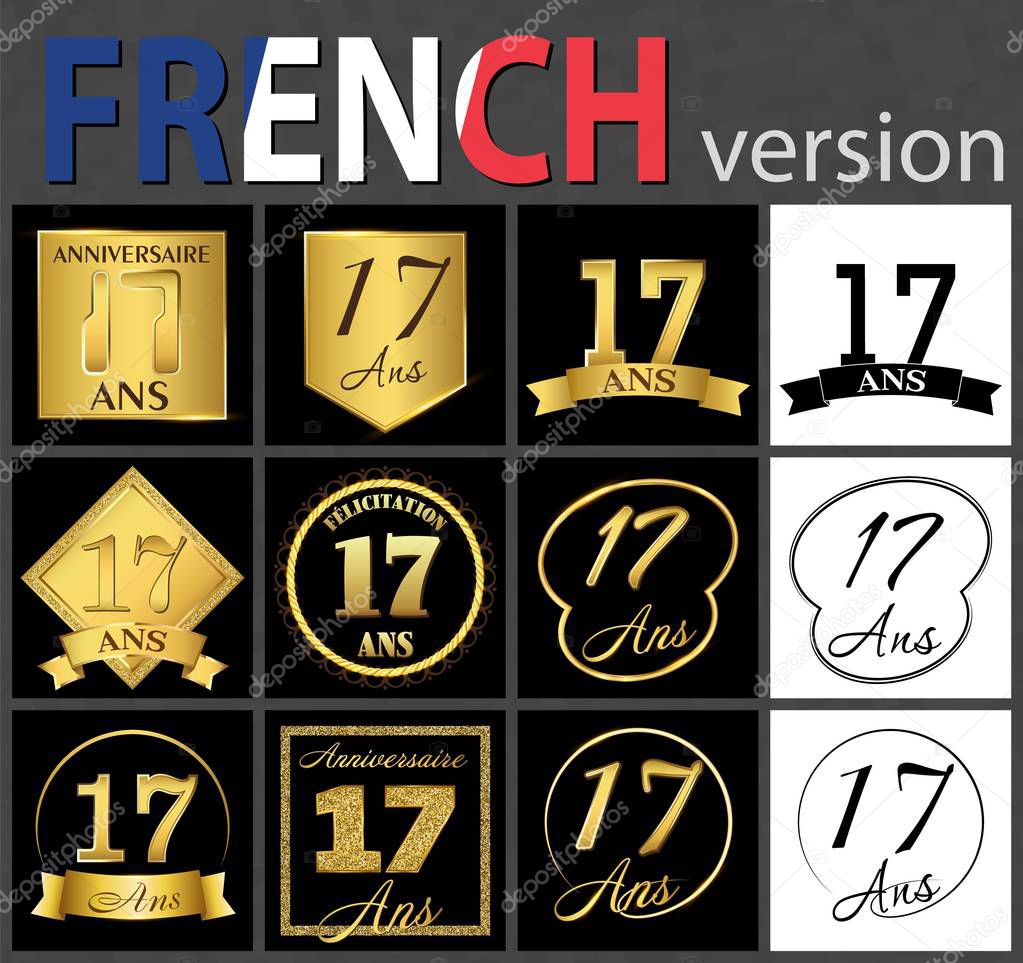 French set of number 17 templates