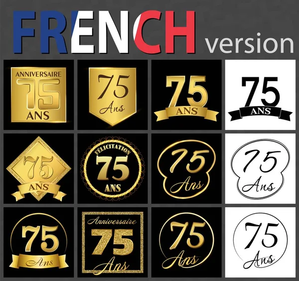 Французький набір номера 75 шаблони — стоковий вектор
