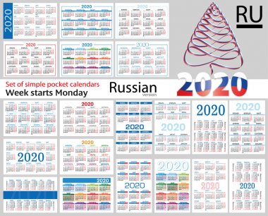 2020 için cep takvimleri Rus seti