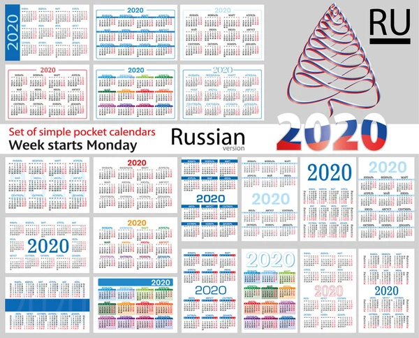 2020 için cep takvimleri Rus seti