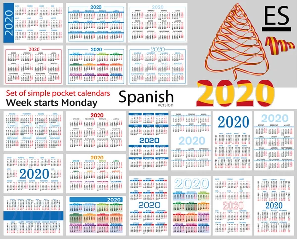 2020 için cep takvimleri İspanyolca seti