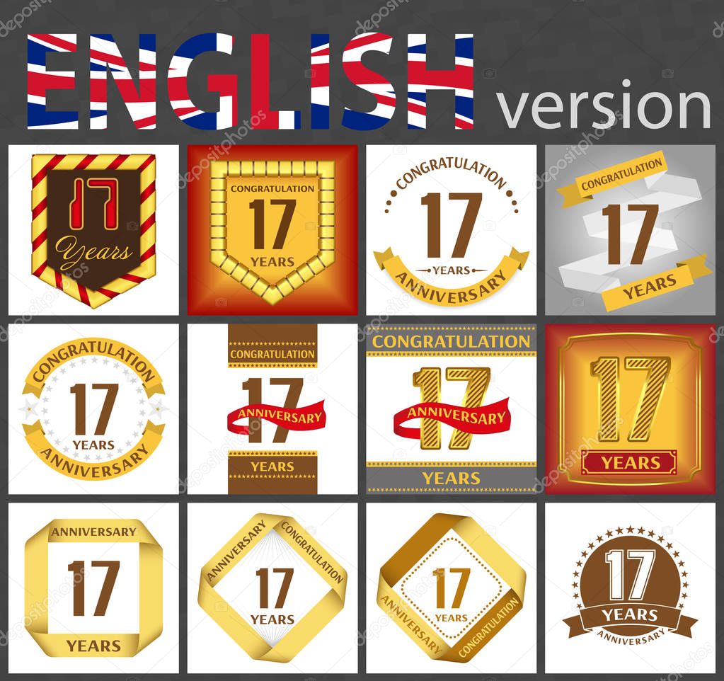 Set of number 17 templates