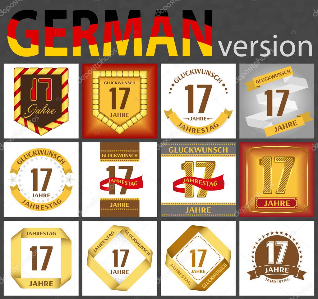 German set of number 17 templates
