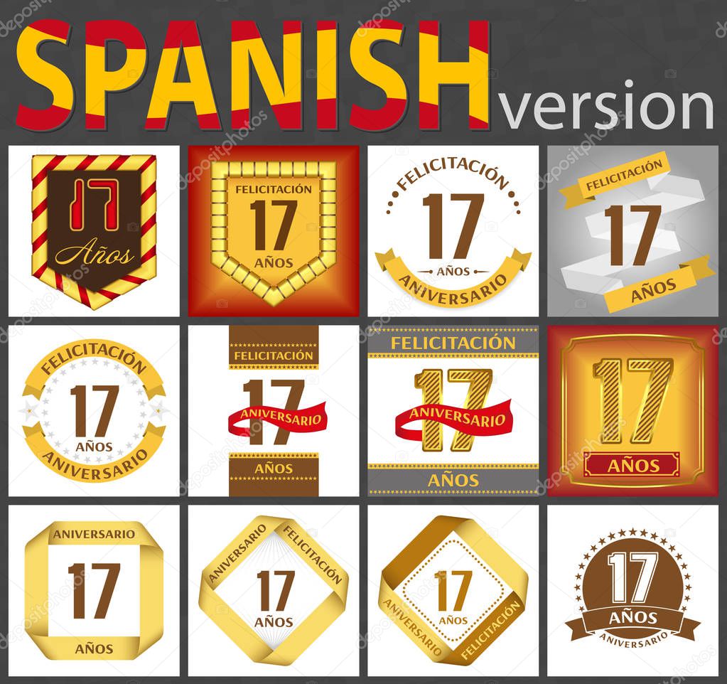 Spanish set of number 17 templates