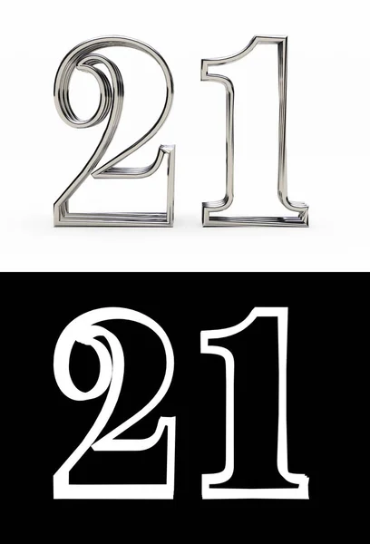 Silver number twenty-one years — Stock Photo, Image