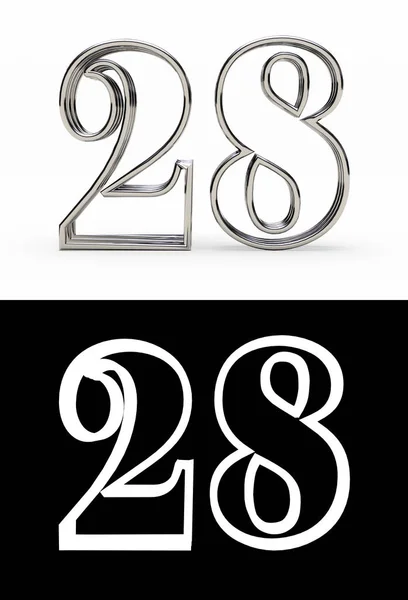 Silver number twenty-eight years — Stock Photo, Image