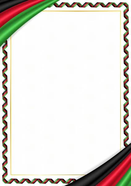 Frontière faite avec des couleurs nationales Malawi — Image vectorielle