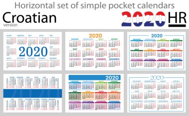 Hırvat yatay cep takvimleri 2020
