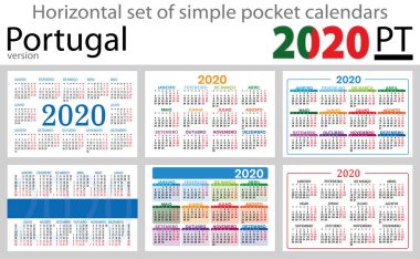 Portekiz yatay cep takvimleri 2020