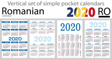 2020 için cep takvimleri Romen dikey seti