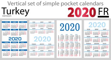 2020 için Türkiye dikey cep takvimleri seti