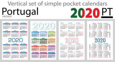 2020 için cep takvimleri Portekiz dikey kümesi