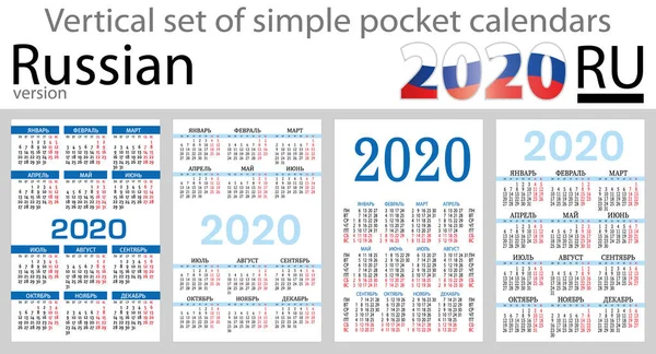 2020 için cep takvimleri Rus dikey kümesi
