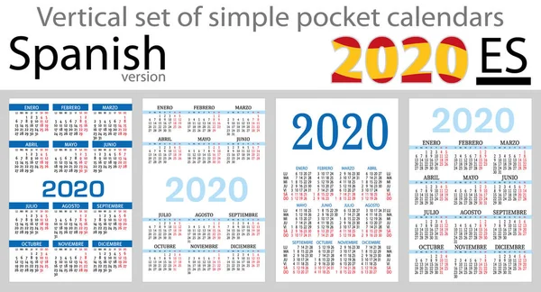 2020 için cep takvimleri İspanyol dikey kümesi