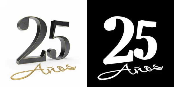 Inscription in Spanish. Golden number 25 years — Stock Photo, Image