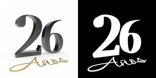 Inscription in Spanish. Golden number 26 years — Stock Photo, Image