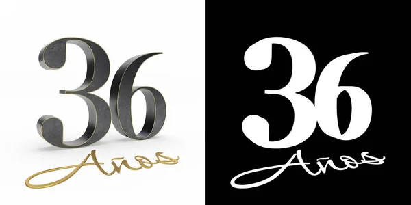 Inscription in Spanish. Golden number 36 years — Stock Photo, Image