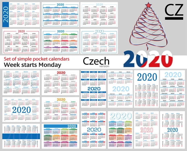 2020 için cep takvimleri Çek seti