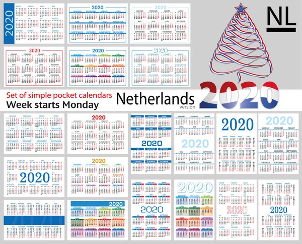 Κάτω χώρες ημερολόγια τσέπης για 2020 — Διανυσματικό Αρχείο