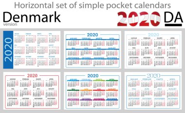 Danimarka 2020 için cep takvimleri seti