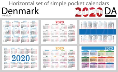 Danimarka 2020 için cep takvimleri seti