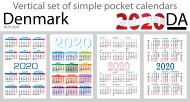 Danimarka 2020 için cep takvimleri seti