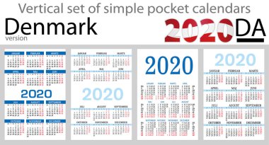 Danimarka 2020 için cep takvimleri seti