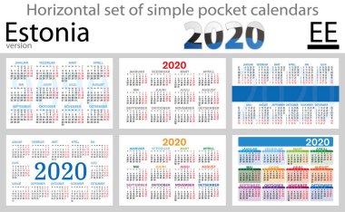 Estonya yatay cep takvimleri 2020