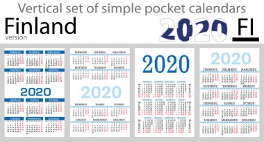 2020 için cep takvimleri Finlandiya dikey kümesi