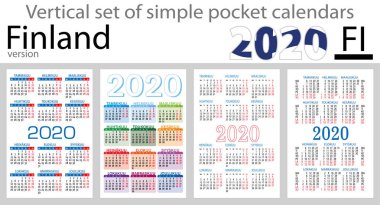 2020 için cep takvimleri Finlandiya dikey kümesi
