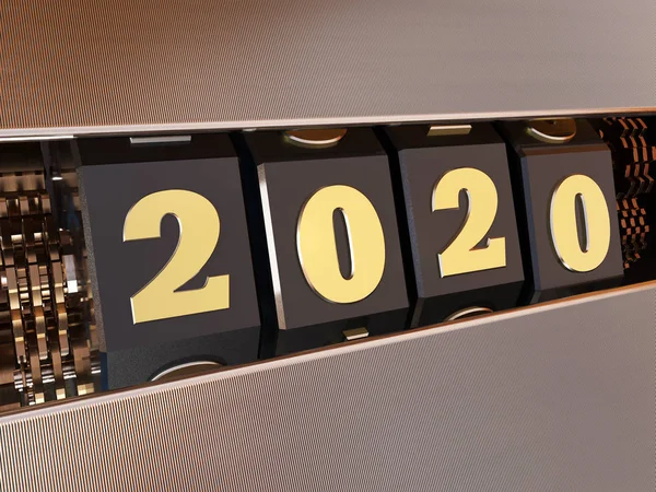 Frohes neues Jahr 2020. Stil eines einarmigen Banditen — Stockfoto