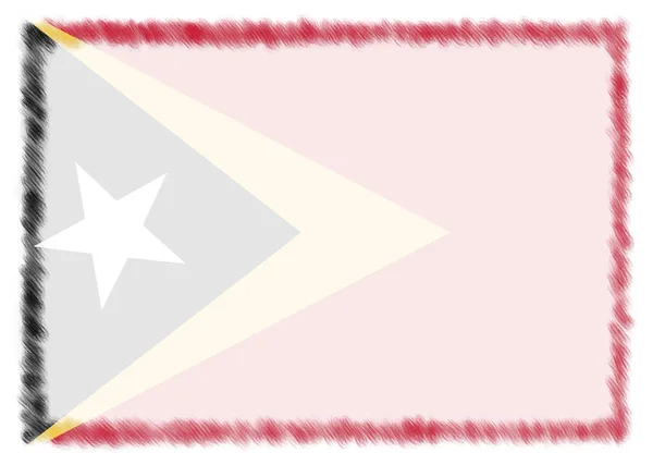 Fronteira feita com bandeira nacional de Timor-Leste . — Fotografia de Stock