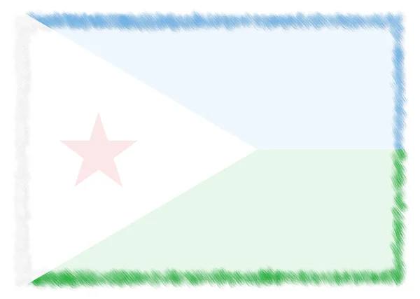 Frontera hecha con bandera nacional de Djibouti . —  Fotos de Stock