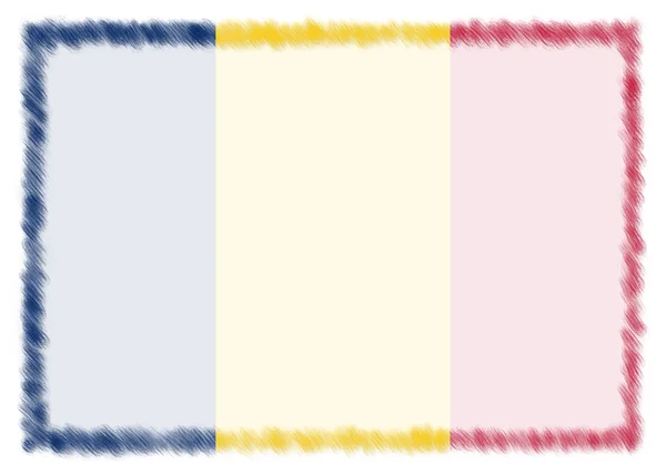 Frontera hecha con bandera nacional de Chad . —  Fotos de Stock