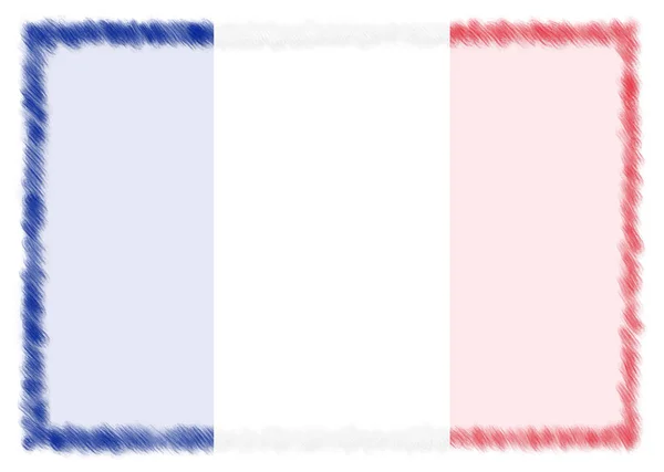 Grens met Franse nationale vlag. — Stockfoto