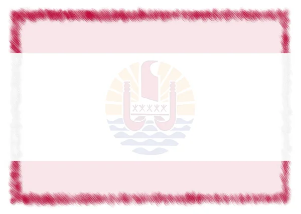 Frontera con bandera nacional de la Polinesia Francesa . —  Fotos de Stock