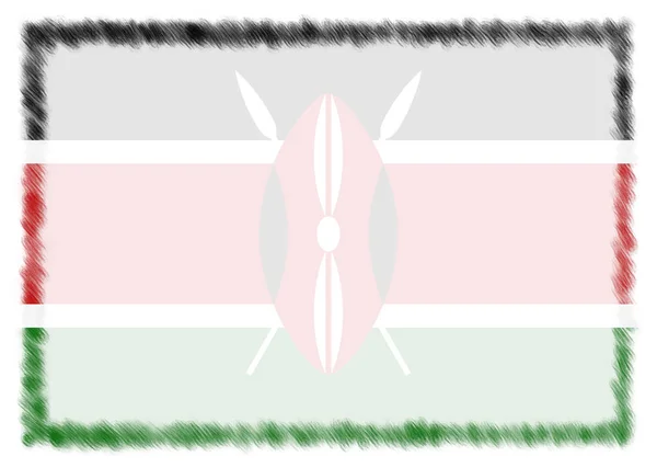 Frontière avec le drapeau national du Kenya . — Photo