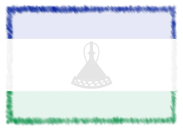 Frontera hecha con bandera nacional de Lesotho . —  Fotos de Stock