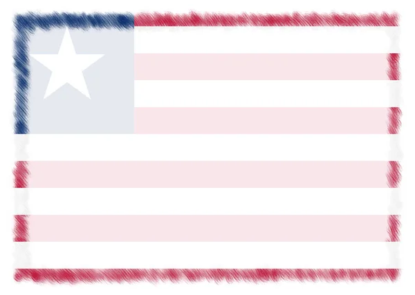 Granica z flagą Liberii. — Zdjęcie stockowe