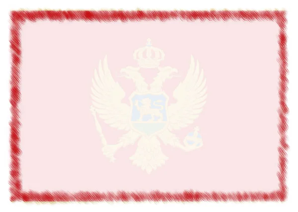 Granica z flagą Czarnogóry. — Zdjęcie stockowe