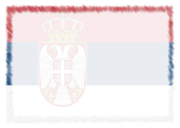 Fronteira feita com bandeira nacional da Sérvia . — Fotografia de Stock