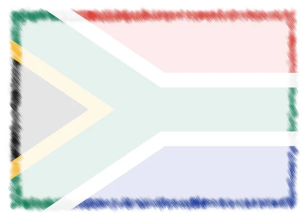 Граница ЮАР с национальным флагом . — стоковое фото