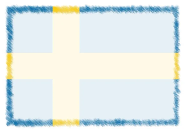 Frontiera con bandiera nazionale svedese . — Foto Stock