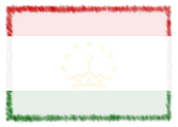 Frontiera con bandiera nazionale del Tagikistan . — Foto Stock