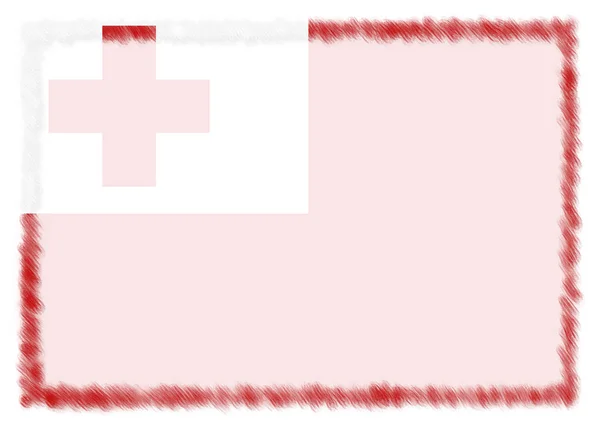 Frontera hecha con bandera nacional Tonga . —  Fotos de Stock