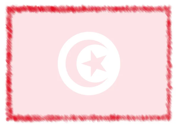 Hranice vytvořená s tuniskou národní vlajkou. — Stock fotografie